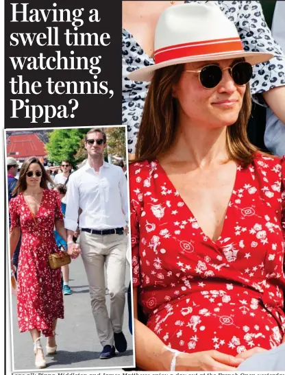  ?? ?? Love all: Pippa Middleton and James Matthews enjoy a day out at the French Open yesterday