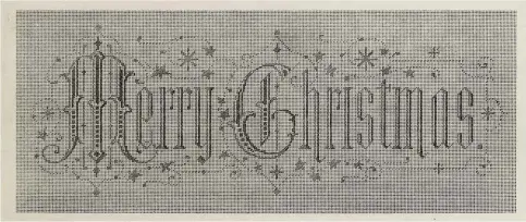  ??  ?? Motto sampler “Merry Christmas” patent drawing, from the collection of Claudia Dutcher Kistler