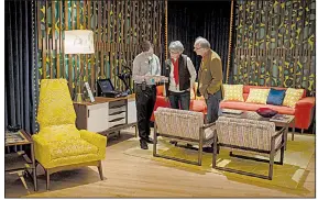  ?? NWA Democrat-Gazette/CHARLIE KAIJO ?? Protective specialist Chris Grant (left) of Bella Vista explains the sitting area exhibit to Laurie Richards and Dan Worth of Lincoln, Neb., last week at Crystal Bridges Museum of American Art in Bentonvill­e.