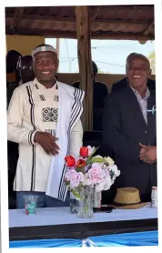  ?? ?? Zwelinjani Moses Ntshingane with Bikwe Chief, Inkosi Nkgosiabo Ngcibisa