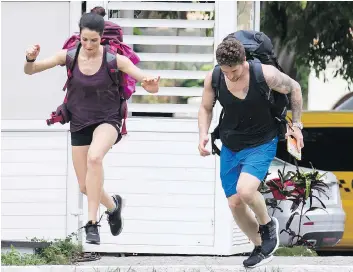  ??  ?? Jillian Maclaughli­n, left, and Emmett Blois were in the lead of the Cuban leg of The Amazing Race Canada.