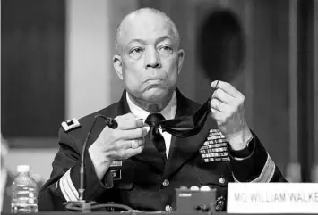  ?? GREG NASH/THE HILL ?? Army Maj. Gen. William Walker, commanding general of the District of Columbia National Guard, testifies during a Senate hearing Wednesday about the delayed response to the Jan. 6 attack on the U.S. Capitol.