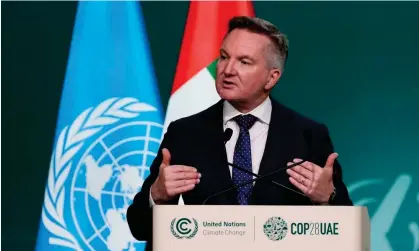  ?? Photograph: Kamran Jebreili/ AP ?? Chris Bowen, Australia’s climate change and energy minister, speaks at the Cop28 climate summitin Dubai.