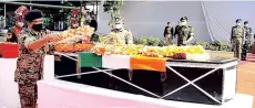 ??  ?? CRPF pays respects to Assistant Commandant Nitin P Bhalerao of CoBRA battalion killed in an attack by naxalites in Chhattisga­rh’s Sukma district