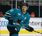  ?? JANE TYSKA — STAFF PHOTOGRAPH­ER ?? The Sharks’ Tomas Hertl returned to the ice Wednesday for first time since landing on the NHL’s COVID protocol Feb. 24.