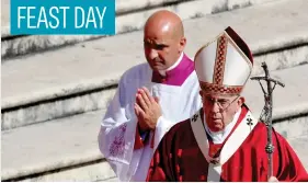  ?? Picture: AFP ?? Pope Francis attends the solemn mass to celebrate the feast of St Peter and St Paul with new cardinals and archbishop­s at the Vatican yesterday.