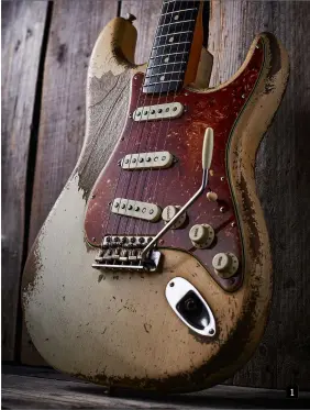  ?? ?? 1 1. This Fender Custom Shop Heavy Relic 1962 Stratocast­er was made by Master Builder Dale Wilson and shows how adept the Custom Shop is at relicing guitars