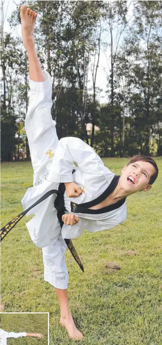  ?? Pictures: MIKE BATTERHAM ?? Taekwondo exponent Aikan Granier-Ameur, 12 has been chosen to represent Australia later this year.