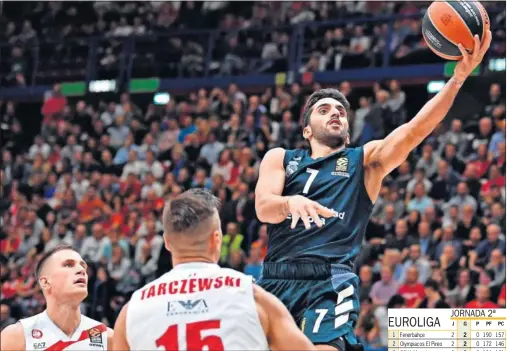  ??  ?? DESBORDÓ AL ARMANI. Facundo Campazzo realiza una bandeja tras superar la defensa de Nedovic.