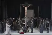  ?? MATTHIAS SCHRADER — THE ASSOCIATED PRESS ?? Rochus Rueckel as Jesus and cast members perform during the rehearsal of the 42nd Passion Play in Oberammerg­au, Germany, on May 4.