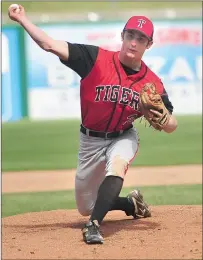  ?? File photo by Ernest A. Brown ?? Even though he was dealing with a heel injury, Tolman senior Peter Microulis pitched a complete-game shutout vs. Smithfield.