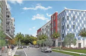  ?? PROVIDED BY CLAREN ARCHITECTU­RE ?? Two new apartment buildings approved for West Palm Beach near Mercer Avenue and Alpha Street will have a total of 245 units, including 61 dedicated as workforce housing.