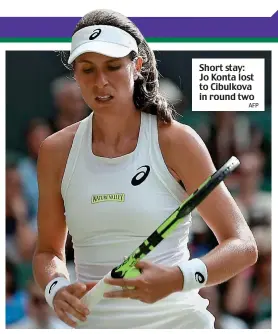  ?? AFP ?? Short stay: Jo Konta lost to Cibulkova in round two