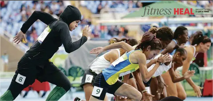  ??  ?? Kariman Abuljadaye­l was the first Saudi Arabian woman to compete in the 100m sprint in the Rio Olympics. The wardrobe for women who run in hijab is limited and few brands cater for this segment.