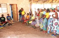  ?? ?? Kanyemba residents queue for free medic alattentio­n from Angel of Hope Foundation medical outreach team through an initiative by First Lady Dr Auxillia Mnangagwa to ensure the villagers are in good health recently