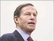  ?? Drew Angerer / Getty Images ?? Sen. Richard Blumenthal, D-Conn., speaks during a news conference to demand action for gun violence prevention, Dec. 6 in Washington, DC.