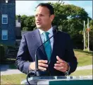  ??  ?? Taoiseach Leo Varadkar speaks to the press after Wednesday’s Cabinet meeting at Derrynane House.