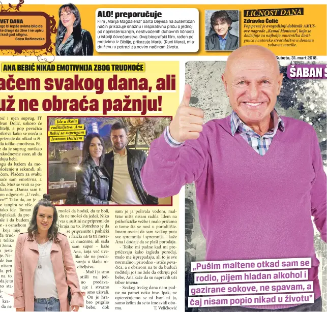  ??  ?? Ide u školu roditeljst­va: Ana Bebić sa suprugom Ivanom Đolićem
Subota, 31. mart 2018.