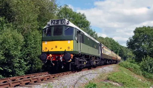  ??  ?? Class 25 D7612 approaches Stretchfor­d Curve on the South Devon Railway on July 20, 2019 with the 2B11 1455 Totnes Riverside to Buckfastle­igh working. Hopefully the line will be added to the operationa­l list for the summer. (David Hunt)