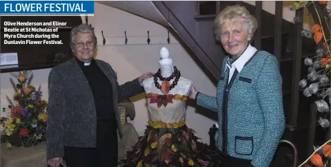  ??  ?? Olive Henderson and Elinor Beatie at St Nicholas of Myra Church during the Dunlavin Flower Festival.