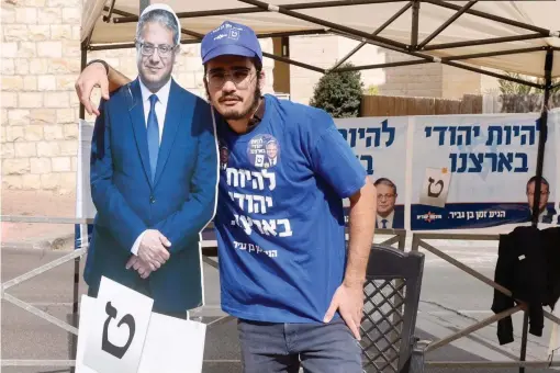  ?? (Marc Israel Sellem) ?? RELIGIOUS ZIONIST MK Itamar Ben-Gvir pictured in campaign photos ahead of the election.