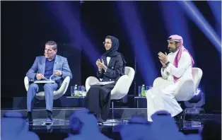  ?? Photos Reem Mohammed / The National ?? Ali Jaber, Noura Al Kaabi and Ahmed Al Shugairi were the judging panel for the Arab Hope Makers awards. Below, violinist Jihad Aql at the ceremony, held at the Dubai Studio City; right, Maaly Al Asousi, one of the five prizewinne­rs.