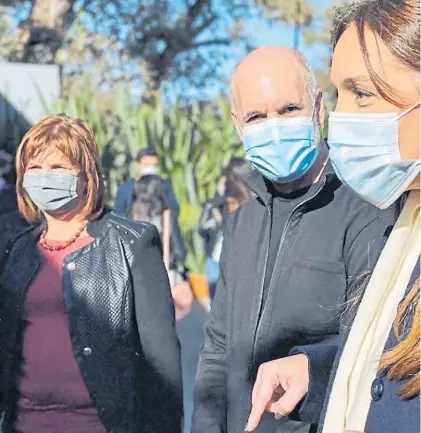  ??  ?? Juntos. Rodríguez Larreta con Patricia Bullrich y María Eugenia Vidal, referentes del Pro.