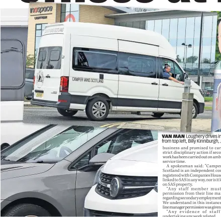  ??  ?? VAN MAN Loughery drives into the Inospace car park. Above, clockwise from top left, Billy Kinniburgh, John Paul Murray, Kevin Kelly and Loughery