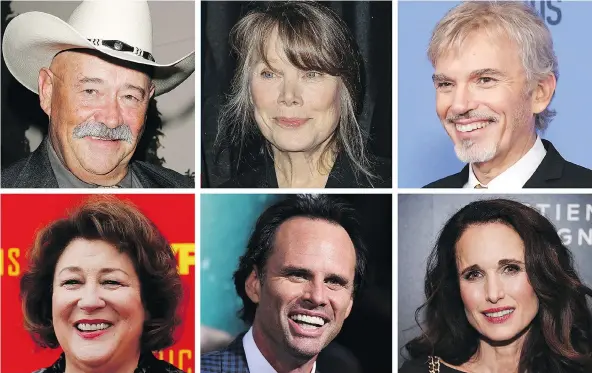  ?? FROM TOP LEFT: KEVIN WINTER / GETTY IMAGES; PAUL A. HEBERT / GETTY IMAGES; KEVIN WINTER / GETTY IMAGES; DIMITRIOS KAMBOURIS / GETTY IMAGES; JORDAN STRAUSS / INVISION, VIA THE ASSOCIATED PRESS; MARIO ANZUONI / REUTERS ?? Clockwise, from top left: Barry Corbin, Sissy Spacek, Billy Bob Thornton, Andie Macdowell, Walton Goggins and Margo Martindale.