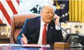  ?? HOUSE SELECT COMMITTEE VIA AP ?? President Donald Trump speaks to Vice President Mike Pence on the morning of Jan. 6, 2021.