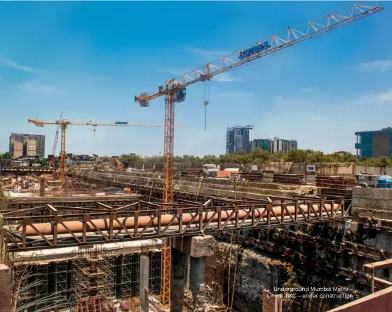  ??  ?? Undergroun­d Mumbai Metro – Line 3 BKC – under constructi­on