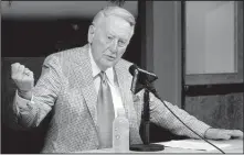  ?? AP file photo ?? Vin Scully, who turns 88 today and has considered retiring as the Los Angeles Dodgers’ chief broadcaste­r, appears to finally be ready to step down after next season. “Sooner or later,” he said, “you have to be realistic.”
