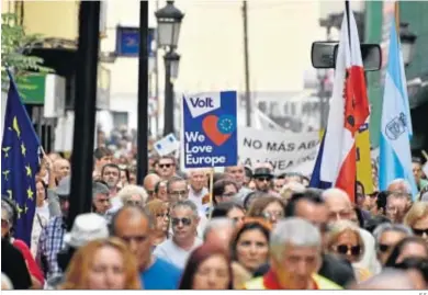  ?? E.S. ?? Una manifestac­ión en La Línea contra los efectos dañinos del Brexit.