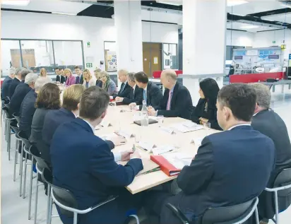  ?? (Stefan Rousseau/Reuters) ?? PRIME MINISTER Theresa May holds a regional cabinet meeting in Runcorn, Cheshire, last month as she launches her industrial strategy for post-Brexit Britain with a promise the government will ‘step up’ and take an active role in backing business.