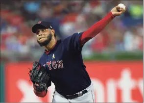  ?? Rich Schultz / Getty Images ?? The Red Sox’s Eduardo Rodriguez delivers against the Phillies in September 2019. The Sox and Rodriguez avoided arbitratio­n by agreeing to a one-year deal worth $8.3 million.