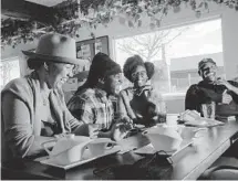  ?? ?? Open-mic stalwarts Shelley Bruce, left, Micah Bournes, Keayva Mitchell and Antonio Cortez Appling.