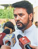  ?? ?? UNION MINISTER Anurag Thakur. In January 2020, he had exhorted his audience at a public meeting to “shoot” the “traitors”.