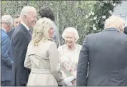  ?? JACK HILL/POOL VIA AP ?? BritAin’s Queen ElizAbeth II speAks to President Joe Biden And his wife, Jill Biden, during A reception with the G-7 leAders At the Eden Project in CornwAll, EnglAnd, on FridAy.