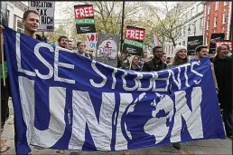  ??  ?? Campus controvers­y: A previous anti-cuts protest at LSE in 201