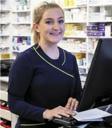  ?? Pharmacy student Emma Campbell who works in O’Donoghue’s Pharmacy in Boherbee, Tralee. Photo by Domnick Walsh. ??