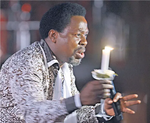  ?? ?? Cult leader TB Joshua, above, is alleged to have raped and tortured followers of his evangelica­l church