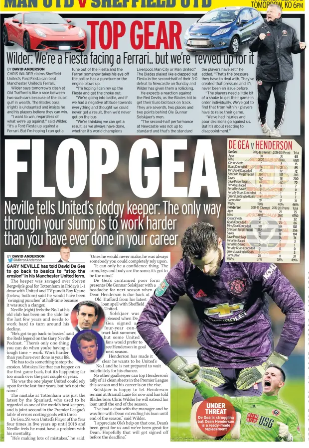  ??  ?? De Gea is struggling but Dean Henderson is a ready-made
replacemen­t