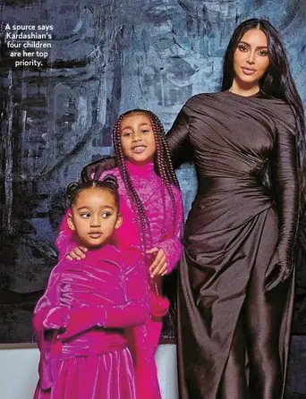  ?? ?? A source says Kardashian’s four children are her top
priority.