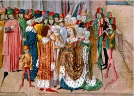  ??  ?? 25 janvier 1308 – À Boulogne-sur-Mer, le Mariage d’Édouard II d’Angleterre et d’Isabelle, fille du roi de France Philippe le Bel ; enluminure du xive siècle