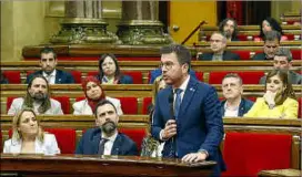  ?? ?? Pere Aragonès interviene en la Cámara autonómica catalana.