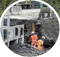  ??  ?? Efforts to repair the Manawatu¯ Gorge road continued after slips in April 2017, but were abandoned in July.