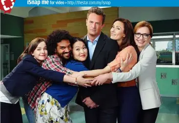  ??  ?? Helping hands: GoOn features (from left) allison Miller as Carrie, Khary Payton as don, Suzy nakamura as yolanda, Matthew Perry as ryan, Laura benanti as Lauren, Julie White as anne.