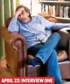  ??  ?? Nonchalant: Ian Stewart slumps in an armchair as police interview him