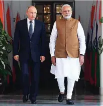  ??  ?? PRIME MINISTER NARENDRA MODI WITH THE PRESIDENT OF RUSSIAN FEDERATION, VLADIMIR PUTIN IN NEW DELHI ON OCTOBER 5, 2018