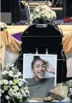  ?? Picture: Alan Eason ?? A portrait of murdered UCT student Uyinene Mrwetyana on display at her funeral service.